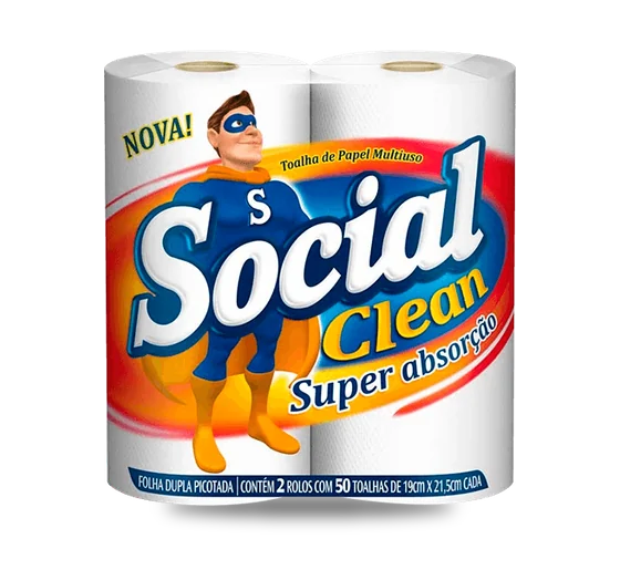 Papel Toalha Social Clean 2 rolos