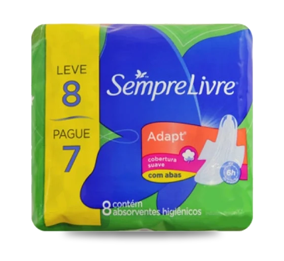 Absorvente Sempre Livre com Abas Adapt 8 un