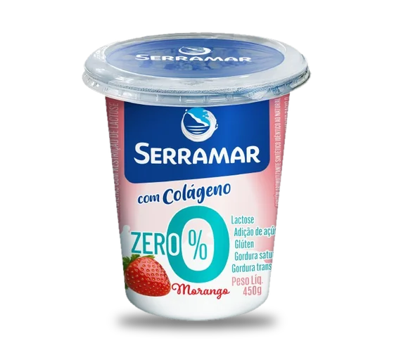 Iogurte Zero com Colágeno Serramar Morango 450g