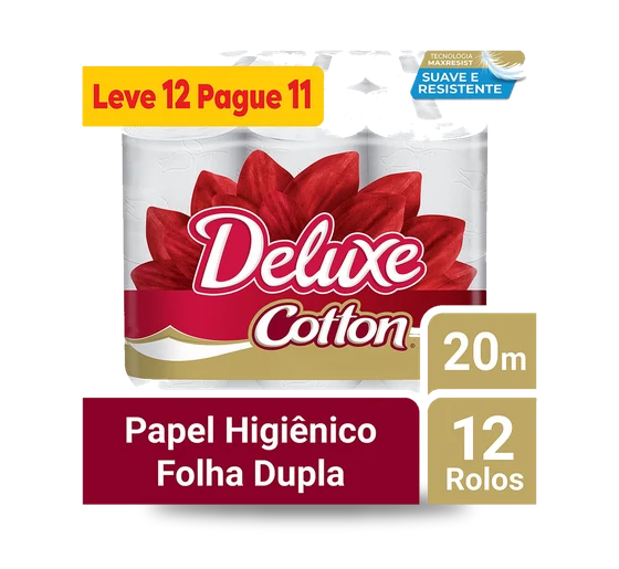Papel Higiênico Deluxe Folha Dupla Neutro 20m Leve 12 Pague 11