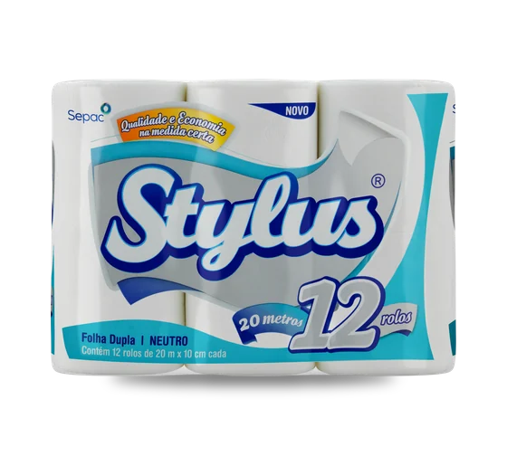 Papel Higiênico Stylus Folha Dupla 20m 12 rolos