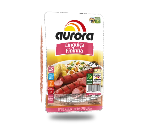 Linguiça Fina Aurora Defumada Mista 215g
